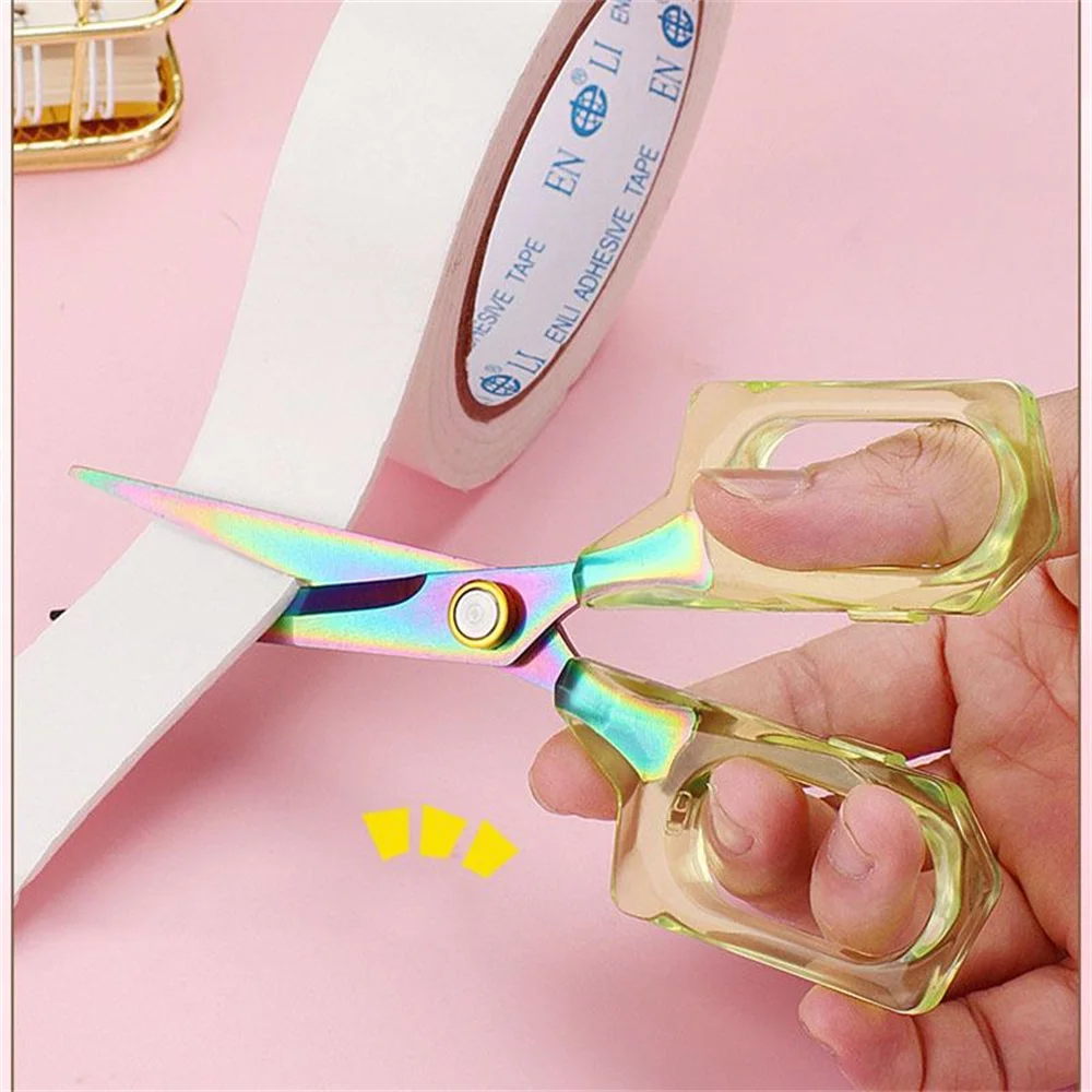 미적 사무용품 공예 가위, 투명 성인 가위, 사무실 학교 및 가정용 테이프, 종이 절단, 1 PC