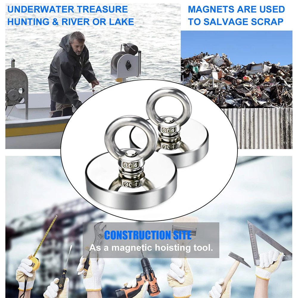Fishing Magnets Neodymium Magnets Super Strong Neodymium Fishing Magnet Hook N52 with Countersunk Hole Eyebolt 20-60mm