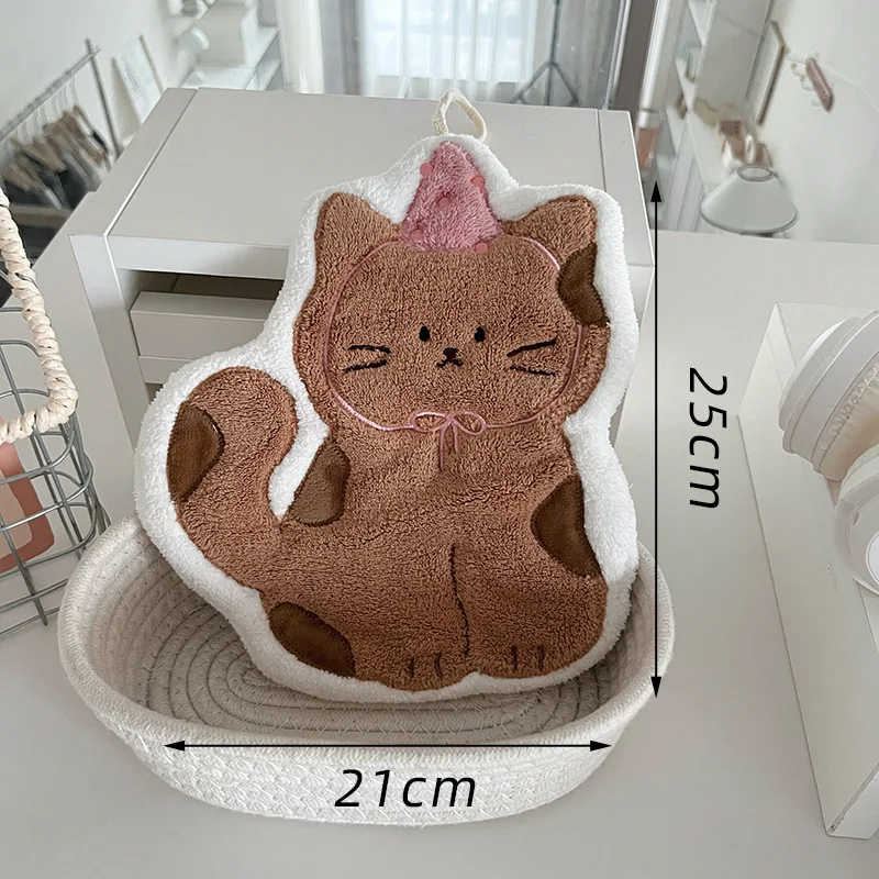 KittyNook Cat Co. Soft Cat Paw Hand Towel, quick-dry, 25x21cm, cute cat design in a white basket.