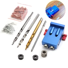 

Adjustable Angle 5~45 Degree Aluminum Pocket Hole Jig Kit Wood Hole Saw 9.5mm 9.0mm Step Drill Bits 150mm PH2 Screwdriver Bit