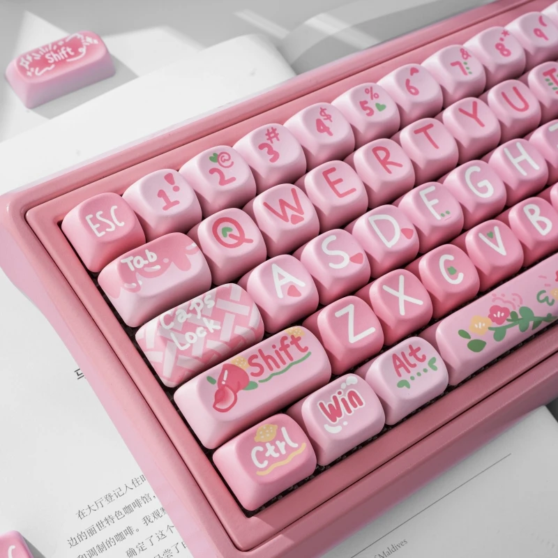 

130 клавиш розовый персик любовь колпачок для клавиатуры Cherry Moa Pbt Материал розовый мультфильм фрукты колпачок для механической клавиатуры сублимационные колпачки для клавиш