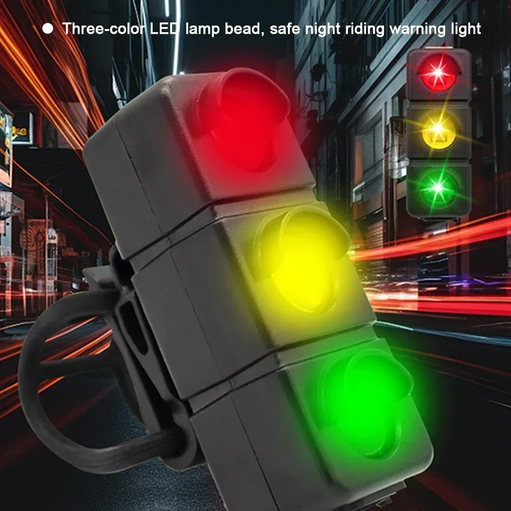 LED Bicycle Taillight Red Blue Green Caution Emergency Traffic Light Clip USB Rechargeable Night Cycling Flashing Warning