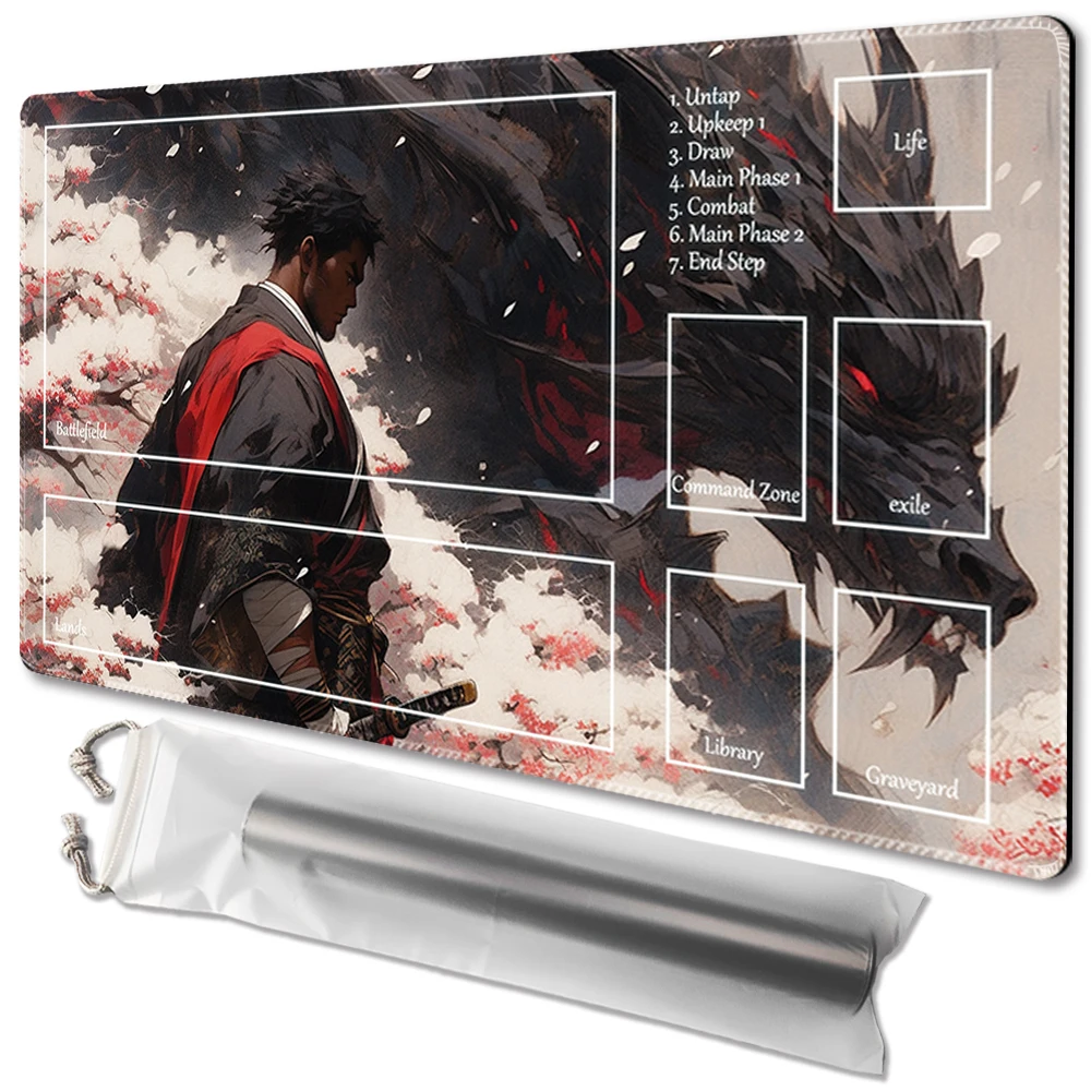 

Dragon Samurai- Board Game TCG Playmat Table Mat Game Size 60X35 CM Mousepad Compatible for MTG CCG