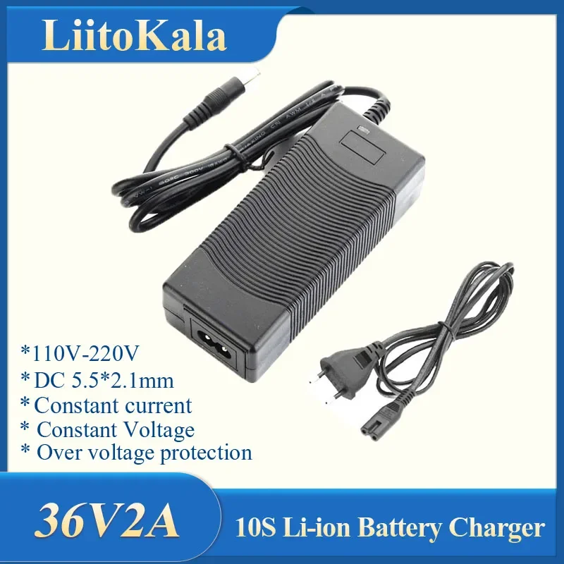 LiitoKala 12V 24V 36V 48V 2A/5A 3S 6S 7S 10S 13S 18650 리튬 배터리 충전기 12.6V 29.4V 42V 54.6V DC 5.5*2.1mm