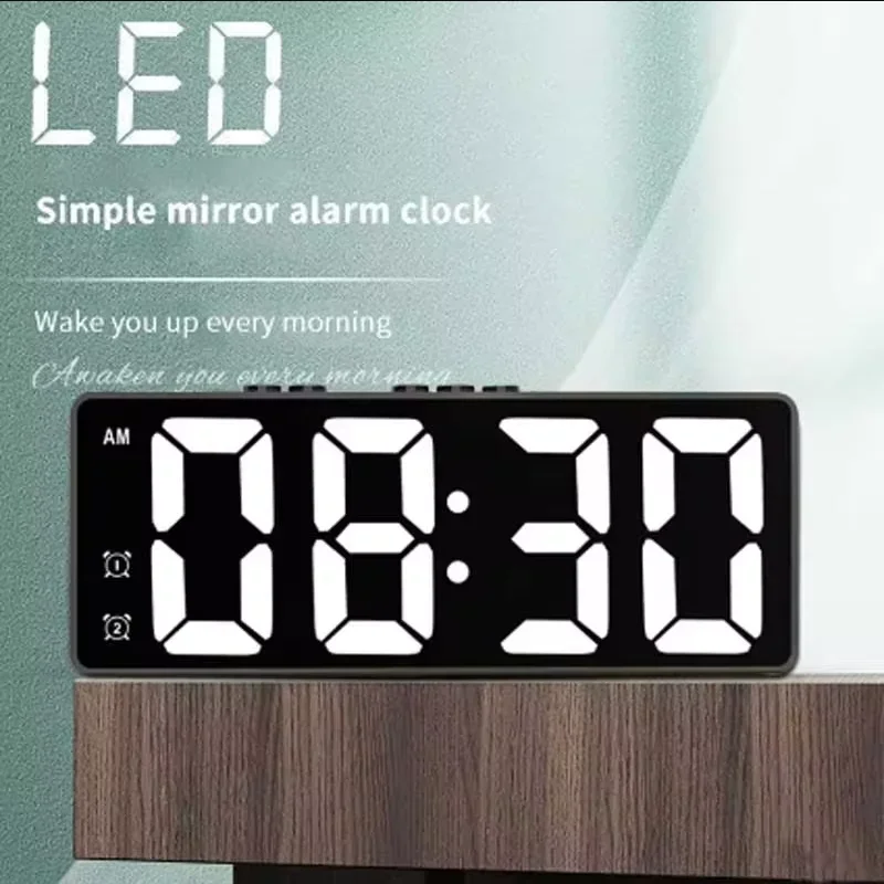 Enhanced LED Digital Alarm Clock with Voice Control, Dual Snooze, and Temperature Display