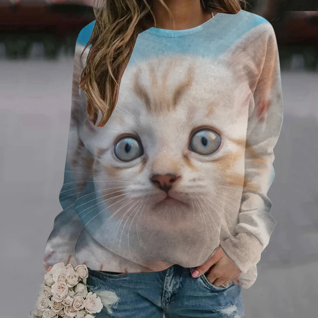 BIAOLUN Chat Noir Et Blanc 3D Pouplar Sweat À Capuche Femme Kawaii