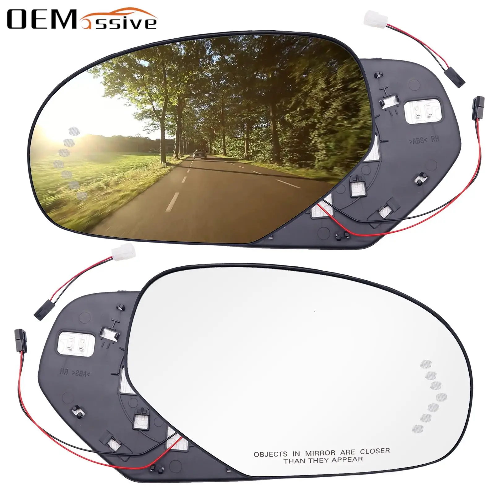 

Driver Passenger Side Door Wing Mirror Glass Heated Turn Signal Light LED Rear View Rearview For GMC Chevy Cadillac 2007-2013