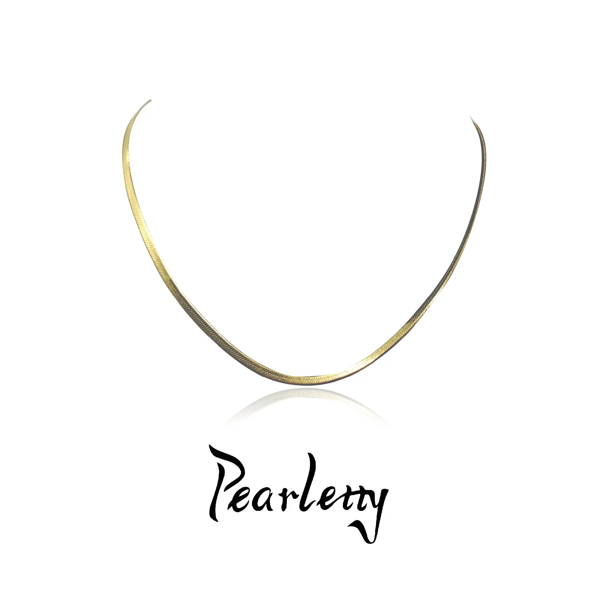 

Pearletty Herringbone Chain Necklace 18k Gold Plated Titanium Steel Non Tarnish Snake Chain Necklace Choker for Women
