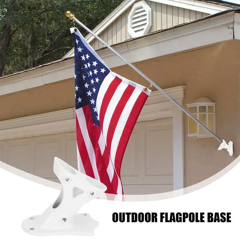 Flag Pole Mount Double-Hole Mounting Brackets Flag Pole Base Metal Base Stand Heavy Duty Wall Mount For Outdoor Use