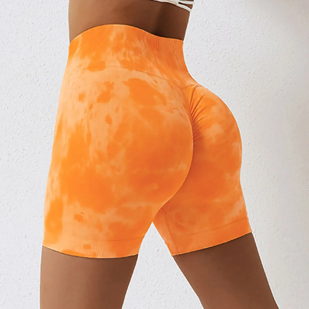 Candid Bib Shorts Ladies Tie Dyed Shorts Women Seamless Sports
