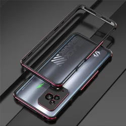 Ultimate Metal Aluminum Frame Bumper Phone Case with Lens Protection for Black Shark 5RS (Black red)