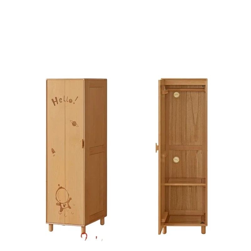**Solid wood children's wardrobe simple bedroom cartoon locker large capacity European beech wardrobe