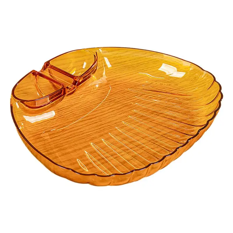 Fruit Serving Dishes Transparent Shell Shape Serving Dishes Household Plate With Dipping Saucer Portable Fries Plate For