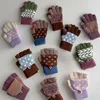 3-8Y Baby Gloves Winter Boys Girls Children's Cold Resistant Five Finger Knitted Finger Warmth Children's Half Finger Gloves 1
