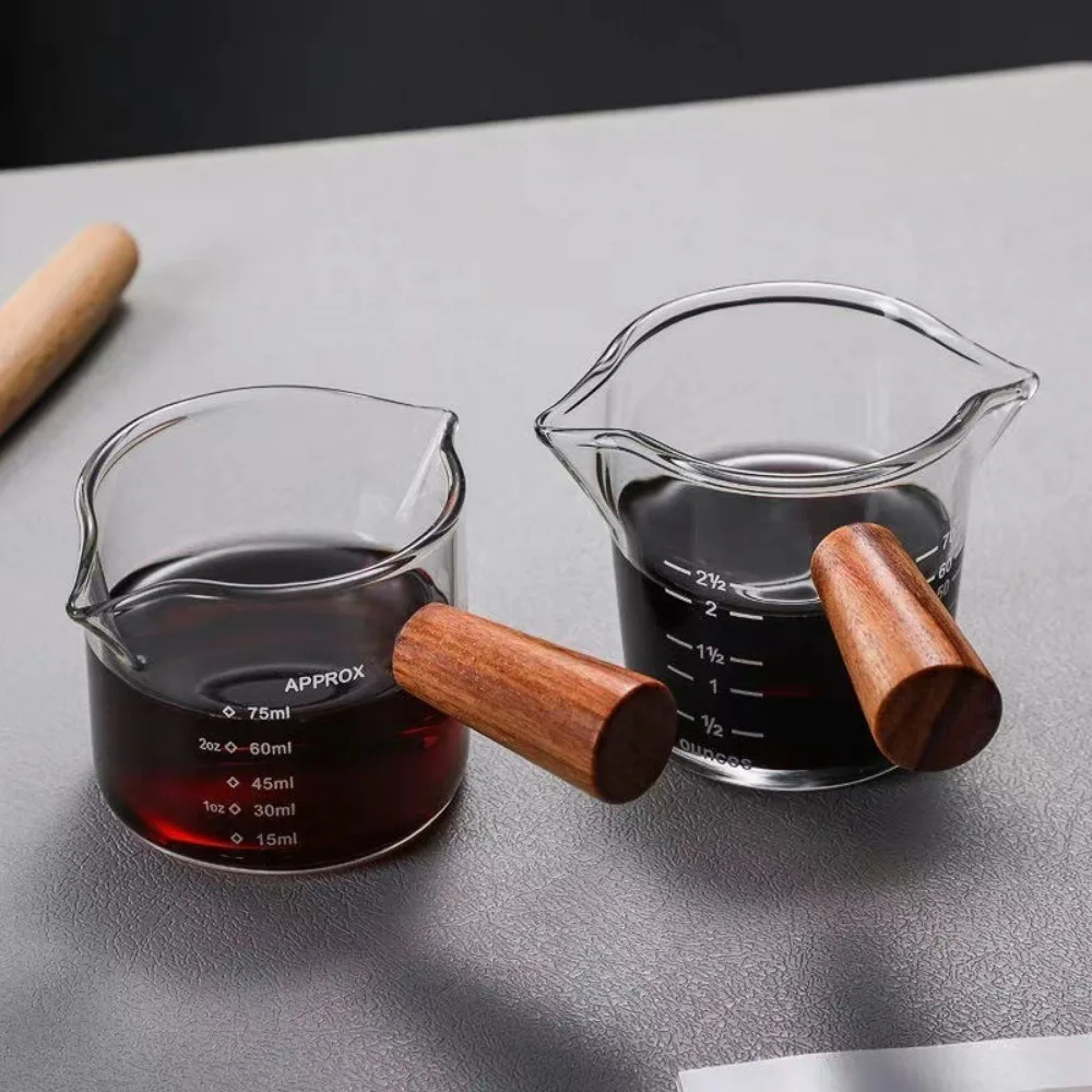 Espresso Measuring Cup 75ml Glass with Handle Scale for Coffee