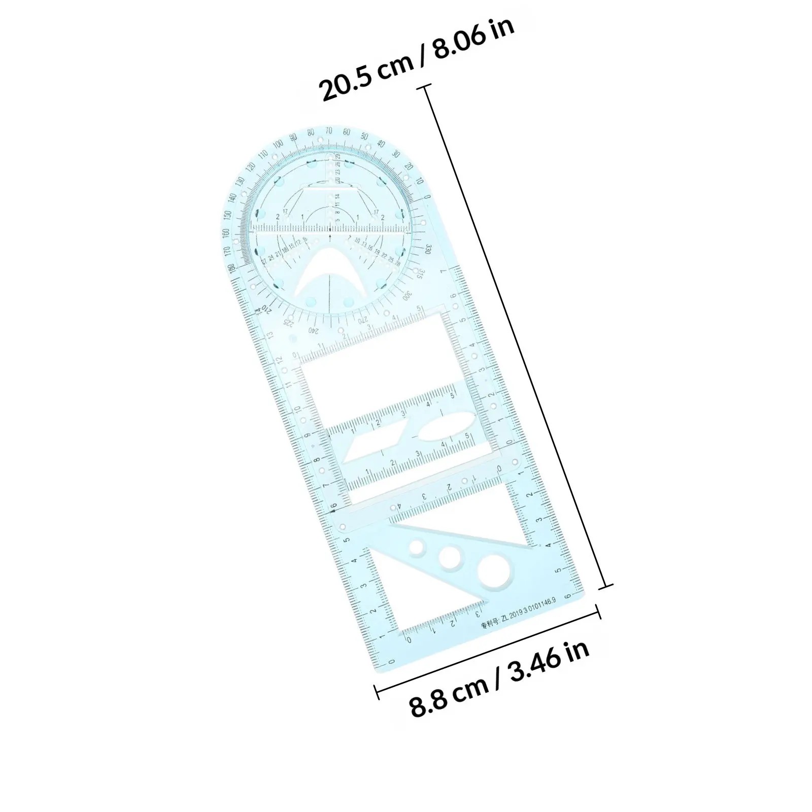 학생용 기하학적 그림 자, 측정용 드래프트 자, 랜덤 컬러 플라스틱 다기능 수학용 학교 용품