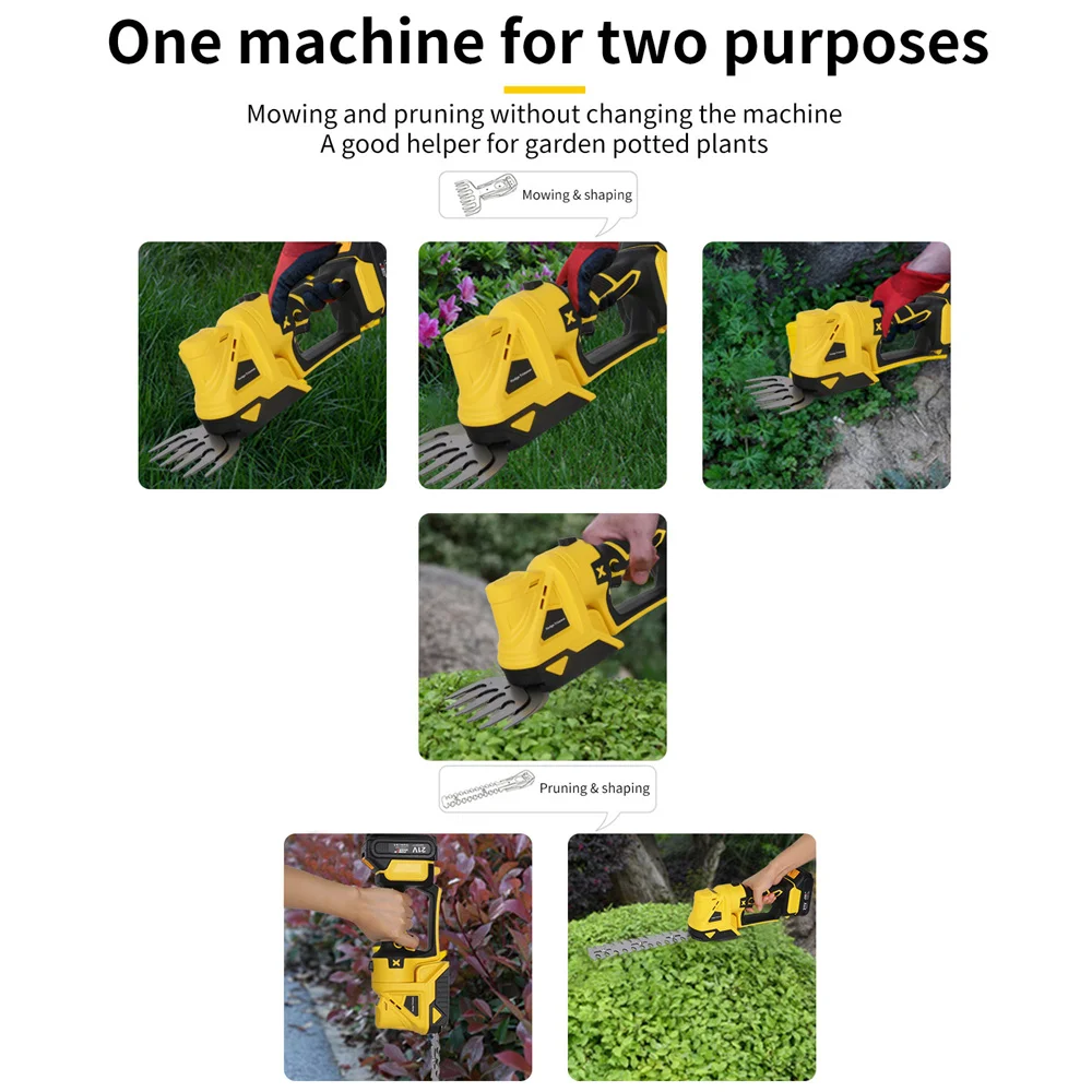 Dual-Purpose Wireless Charging Lawn Mower Garden Hedge Trimmer Power Pruning Tools Portable Manual Grass Lawn Mower