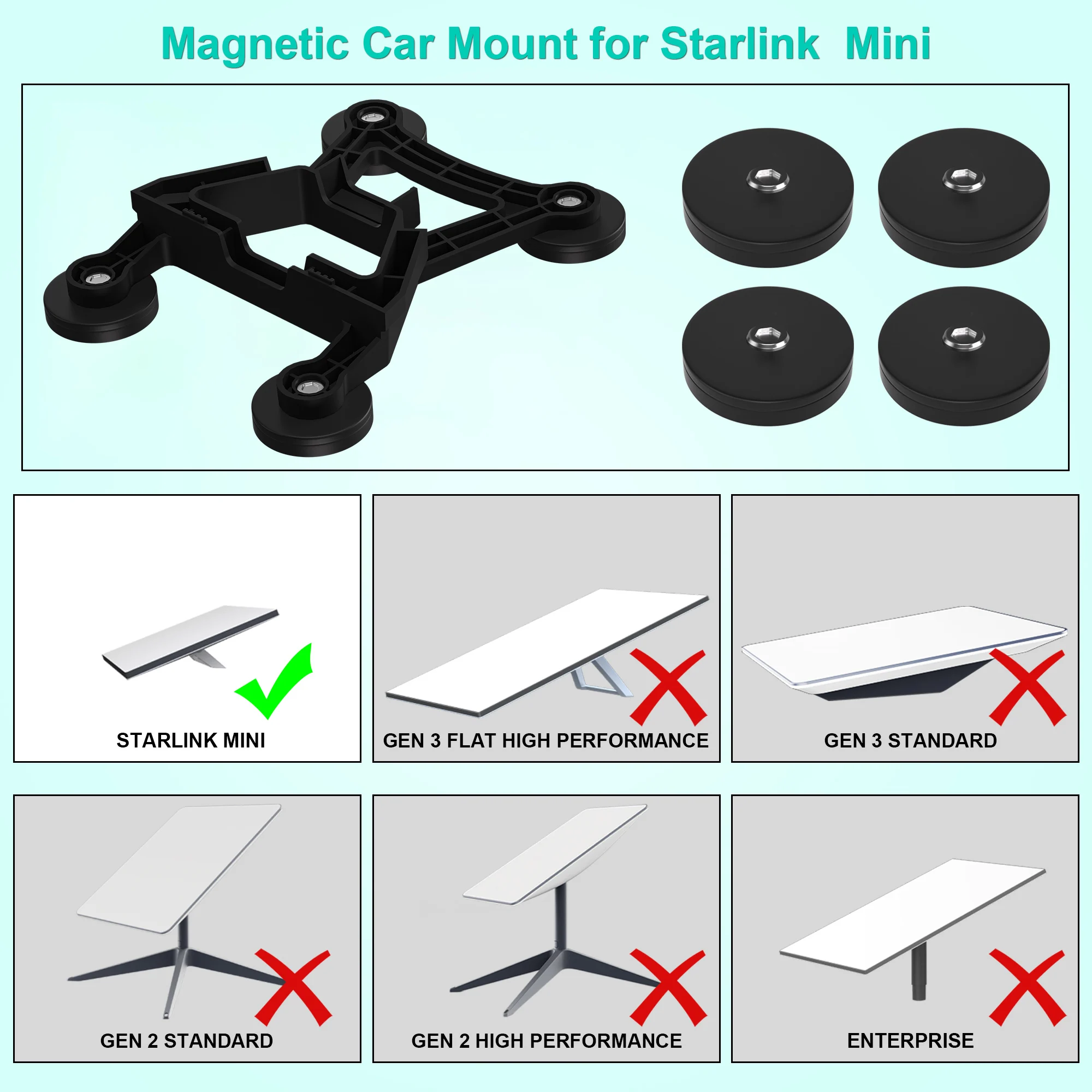 Starlink Mount Gen 3 調節可能な磁気ルーフスターリンクマウント 