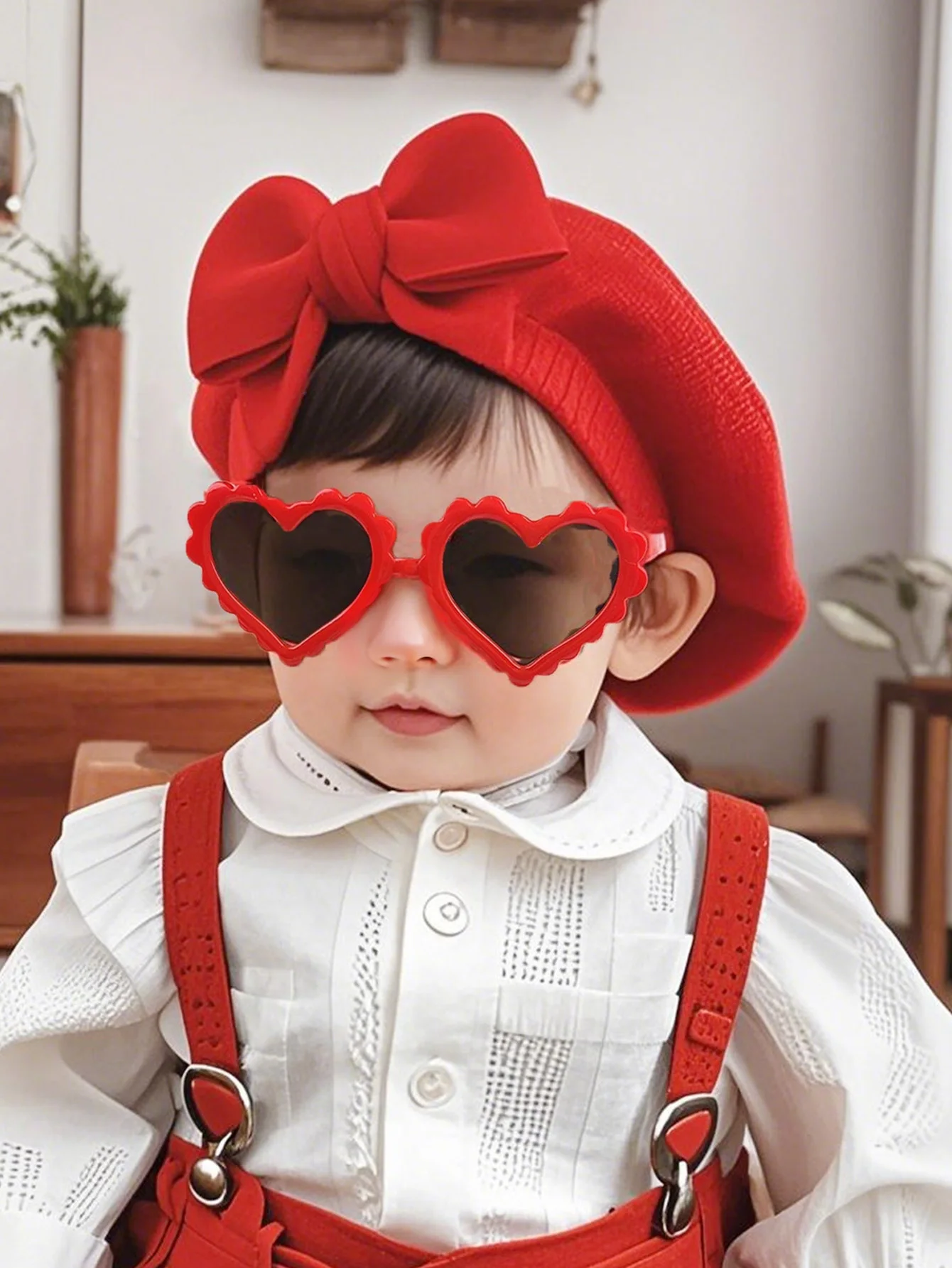 Baby Bow Hat + Heart Glasses set 1pc each Baby Beret Hat Painter's Hat Hair Accessories