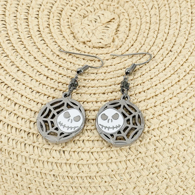 Orecchini A Perno In Argento Sterling 925 Con Tema Halloween - Zucca, Scheletro, Pipistrello E Jack Skellington - Gioiello Regalo Per Donne E Uomini - Confezione Regalo Inclusa - 4
