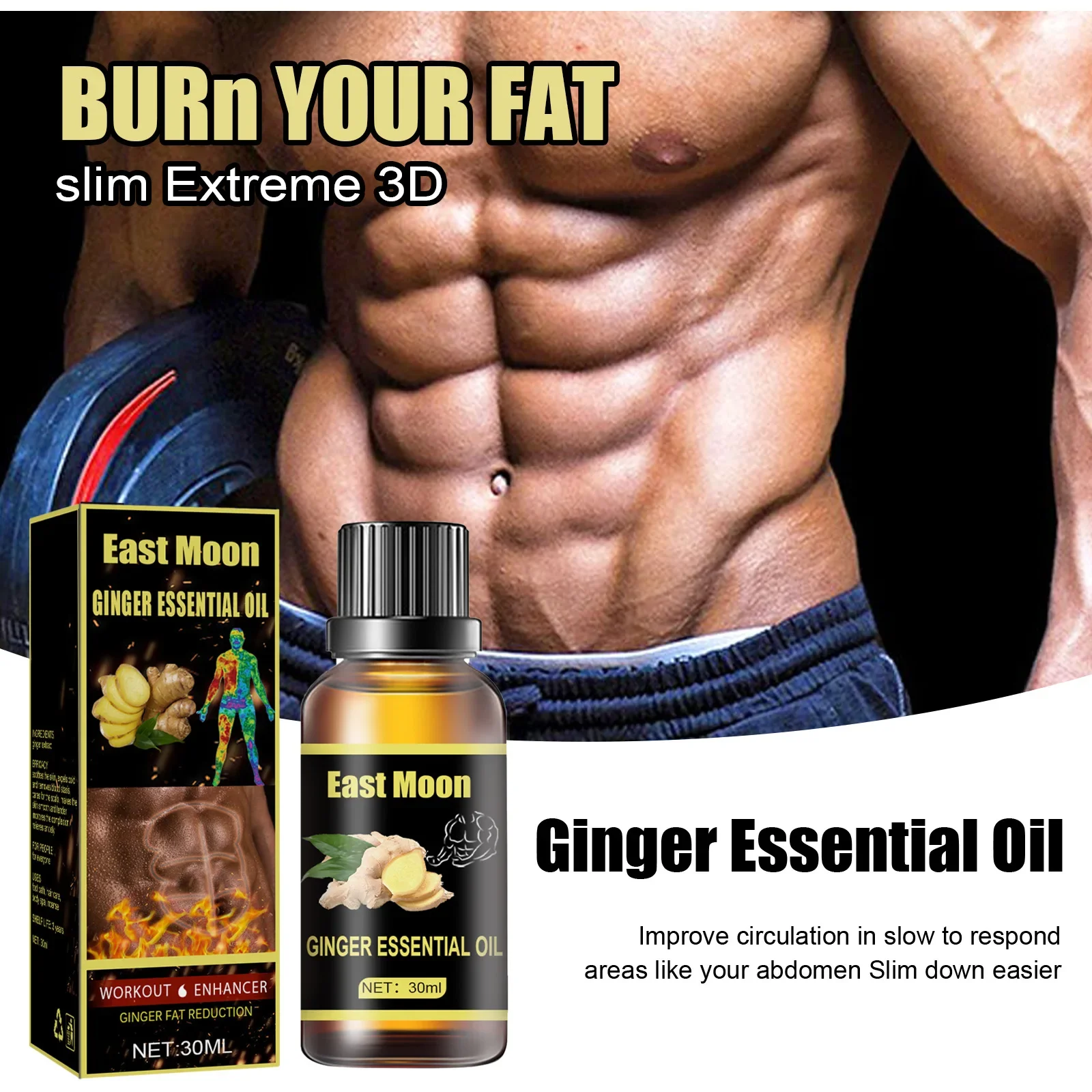 

Belly Drainage Ginger Oil Weight Loss Slimming Oil for Tummy | Body Sculpting Ginger Extract Belly Drainage Ginger Massage Oil