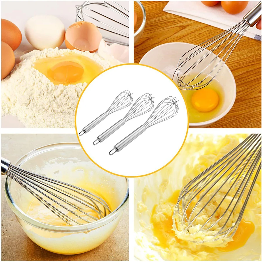 1PC stainless steel whisk Manual egg whisk stick Cream whisk Cake flour whisk Multi-purpose kitchen household baking tool Kitchen
