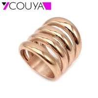 Rose Gold color Stainless Steel Ring Wide Party Rings Silver Color Band Biker Wedding Rings Womens Gold Rings Wholesale Jewelry 1