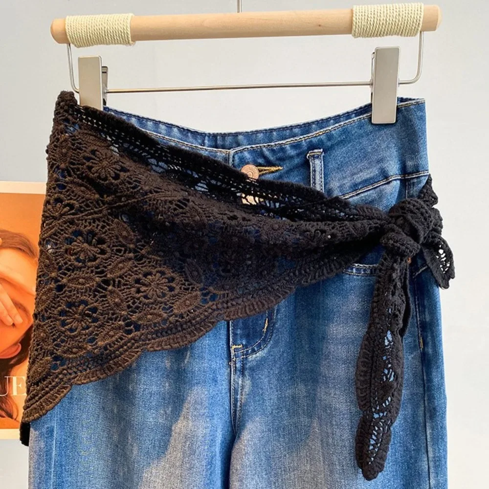 Crochet lace wrap mini skirt detail