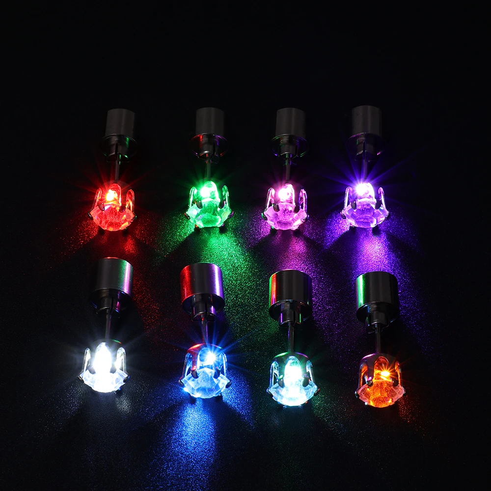 1/2Pcs LED Light Up Ear Stud Earrings Colorful Flashing Zircon Earring Stainless Steel Party Night Bling Ear Ring Studs Jewelry 4