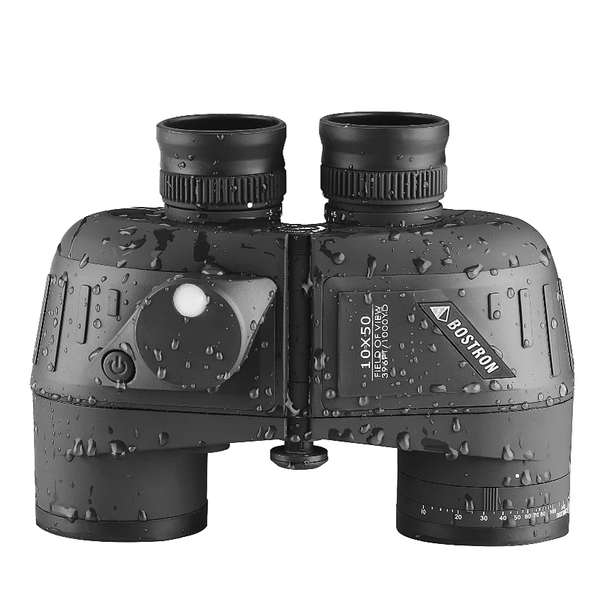Binoculars 10x50 7x50 Marine Telescope Life Waterproof With Rangefinder Compass BAK4 Prism FMC Lens Bird Watching
