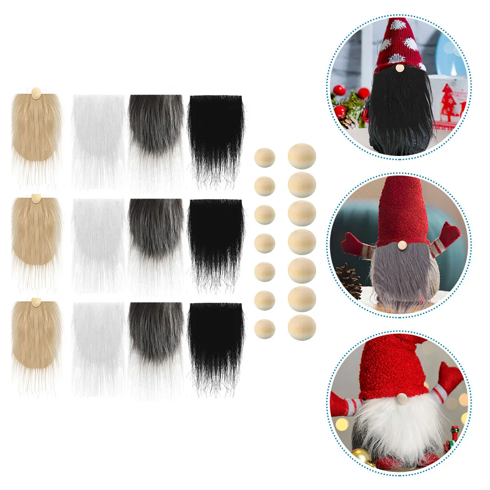 

Christmas Darwf Gnome Beards With Wooden Balls Faux Fur Beards Plush Handmade DIY Crafts Party Costume Accessories