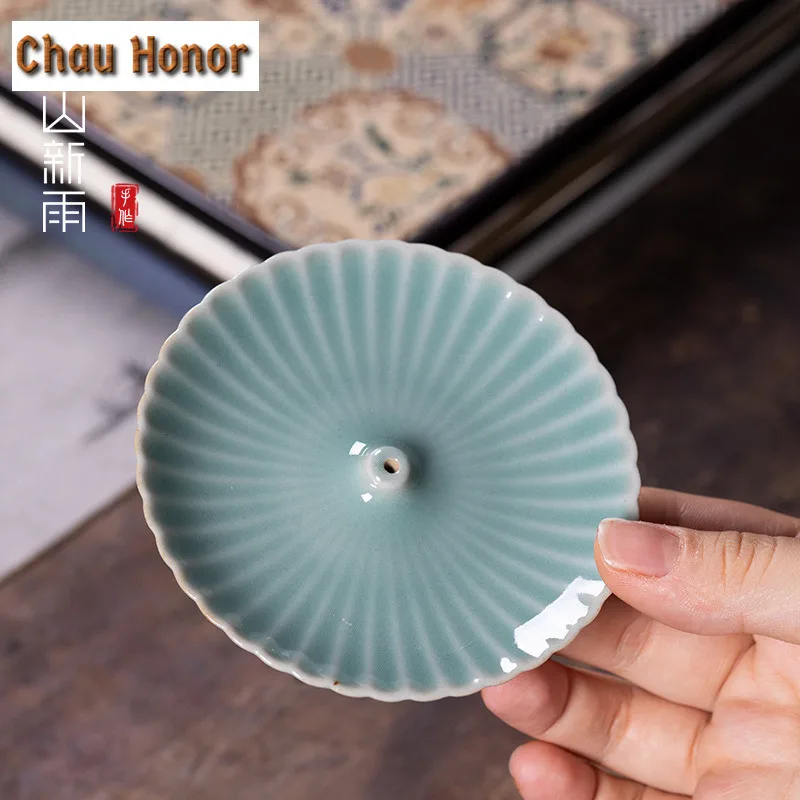Creative Longquan Celadon Sticks Incense Holder Plum Green Incense Waterfall Incense Burners Aromatherapy Censer Teaware Crafts