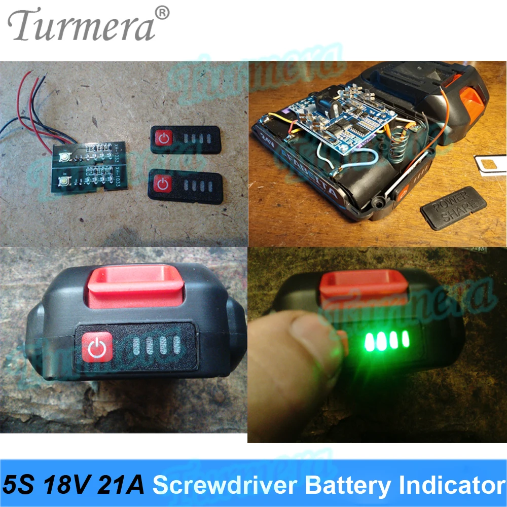 Turmera 18V 21V 50A BMS Lithium Battery Protection Board 5S Balancer Displayer for 20V Electric Drill Screwdriver Batteries Use