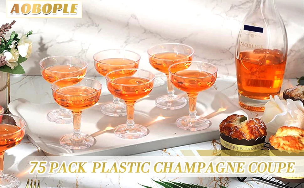 Description Picture 2 of item25pcs Plastic Champagne Coupe 4oz Plastic Party Champagne Cups Stackable Stemmed Glasses Plastic Coupe for Party Celebration