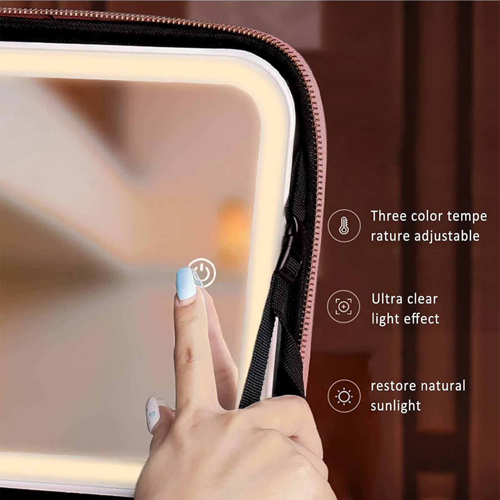 2022 New Lighted Cosmetic Case with Mirror LED Portable