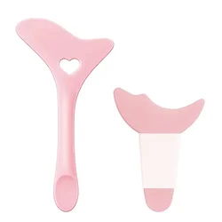 Versatile Silicone Eyeliner and Lipstick Application Aid - Reusable Makeup Tool (2pcs pink)
