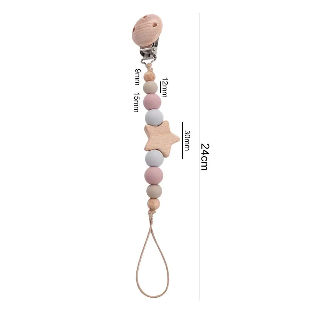 Soother Holder Wood Nipple Holder Clips Toddler Pacifier Holder Clips Dummy Clips Baby Pacifier Chain Baby Teether Toys Straps