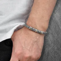 Bracelet chaîne de quille tressé pour hommes, Bracelets à maillons Vintage, tendance Hip Hop, bijoux masculins, cadeau pour petit ami 4