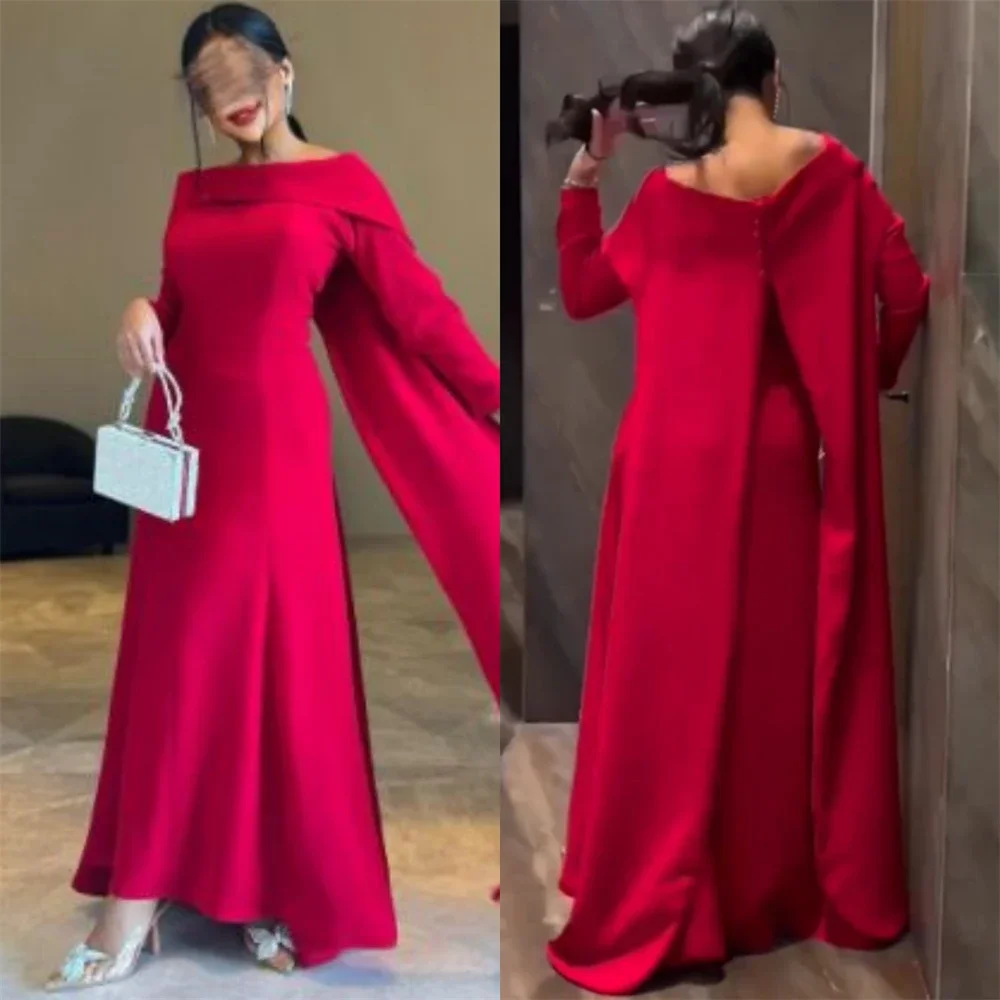 Prom Dresses Exquisite Bateall Sheath Cocktail Fold Draped Satin Occasion Evening Gown  For Women 2023 فساتين سهره فاخره