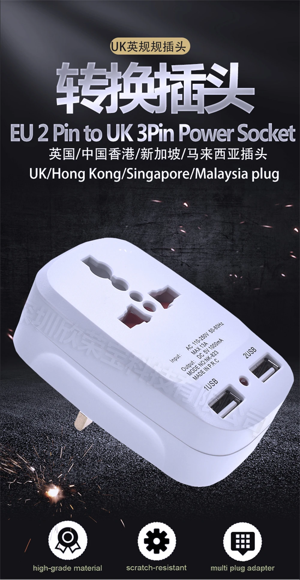 Unido, 2 Porta De Carregamento USB, World Travel AC, MAX13A