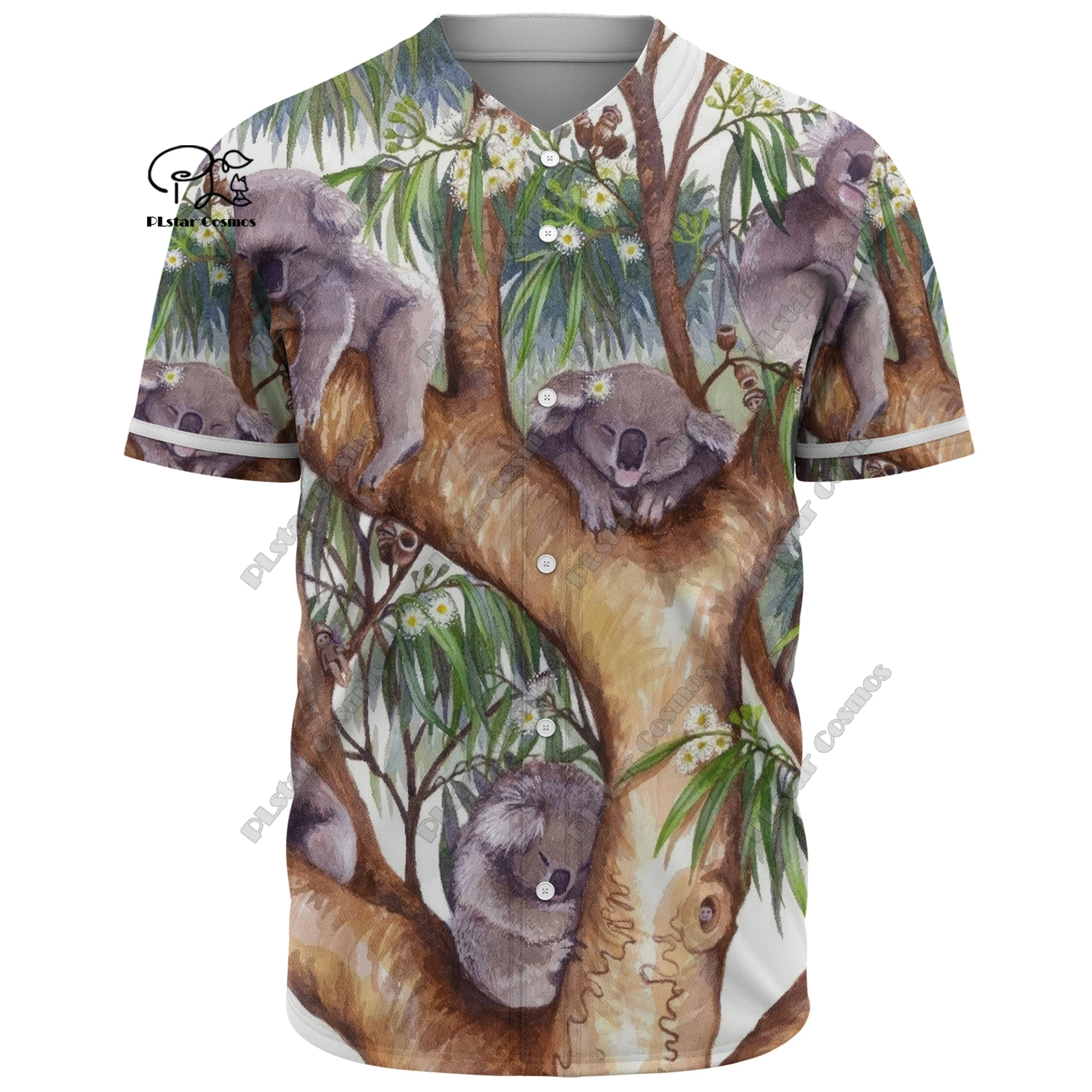 

3D Printing Shirt New Australian Koala Eucalyptus Leaf Design Aboriginal Style Daily Baseball Shirt Unisex Summer Casual