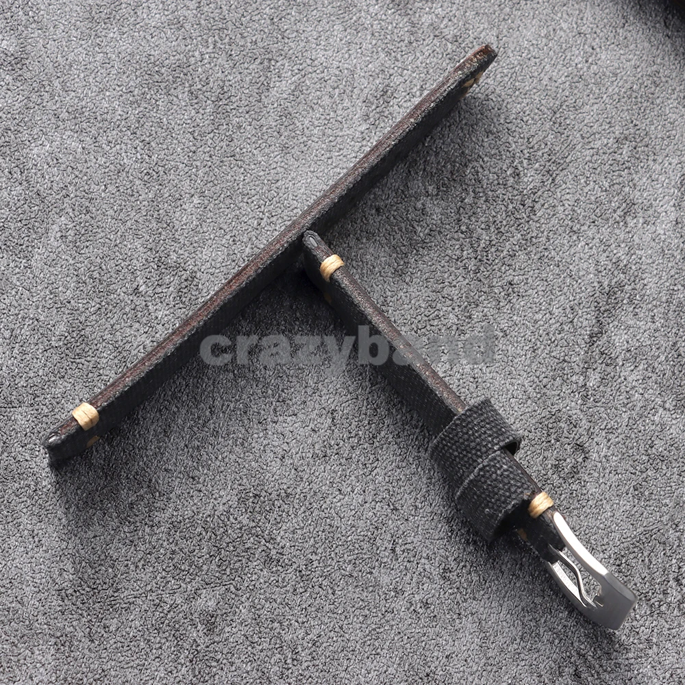 Elegant Black Nylon Leather Watch Strap with Stainless Steel Buckle - Universal Wristband Accessory