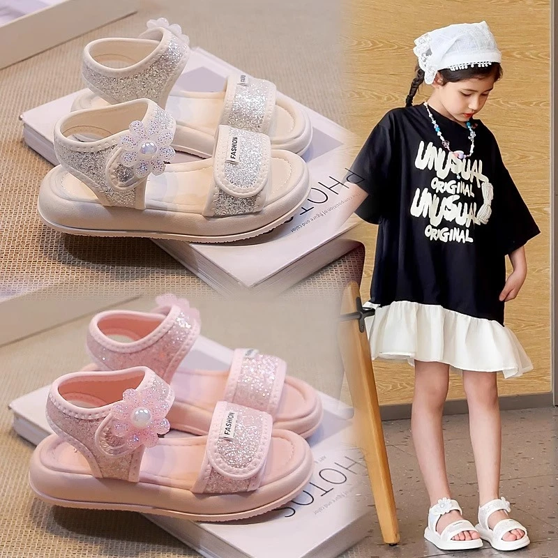 Girls Pink Sandals Anti Slip Soft Sole Toddler Beach Shoes