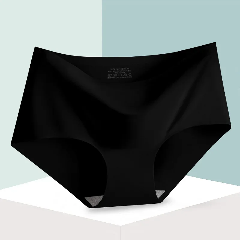 Seamless Ice Silk Panties For Women Intimate Comfort Briefs Large Size Mid-waist M-XXL Multiple Color Options Lingerie 1 Piece