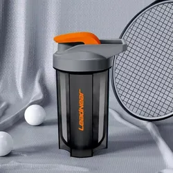 Portable Leak-Proof Protein Shake and Fitness Mixing Bottle - 500ml (Orange)