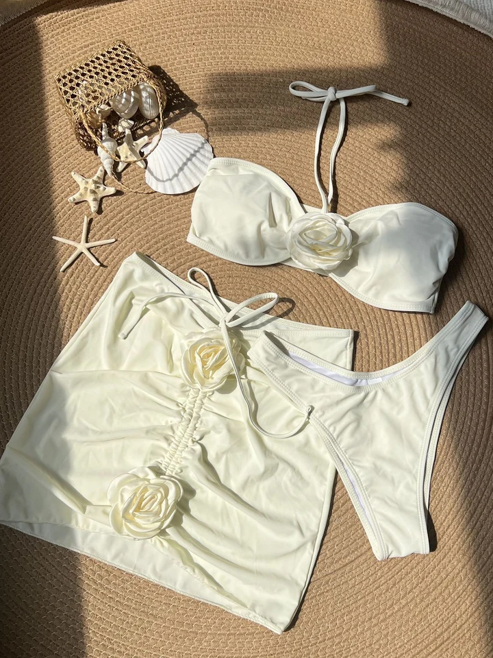 2025 New Sexy Three Pieces Bikini Set Swimsuit For Women Halter