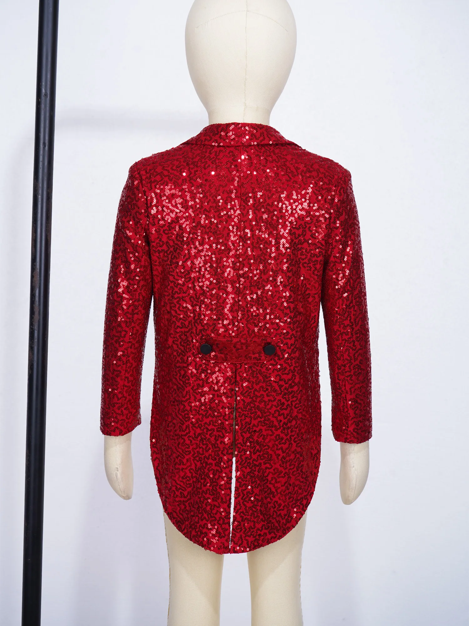 Boys suit set Kids Boys Full Sequin Tailcoat Satin Peaked Lapel Open Front Long Sleeve Blazer for Magic Shows Performance