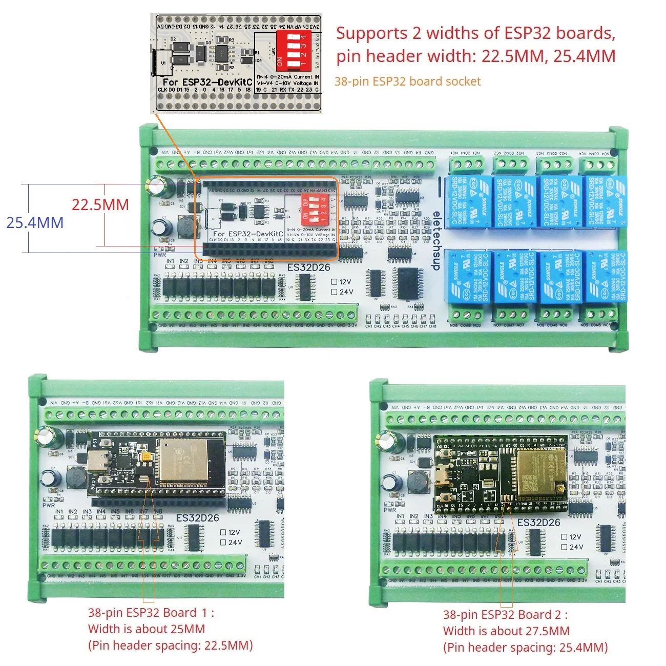 2AO-8AI-8DI-8DO ESP32 Wifi Network Relay Board Digital Analog Input ...