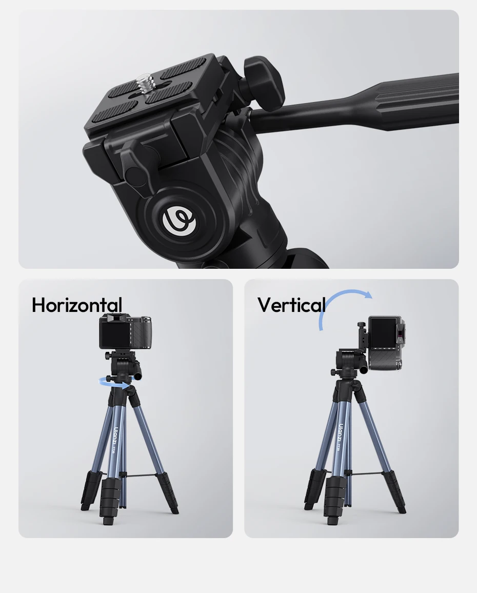  TT39 Video Tripod Horizontal&Vertical Tripod for Camera DSLR Smartphone Video