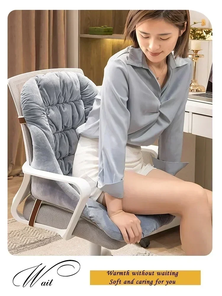 Soft and Warm Seat Cushion Integrated Large Backrest Back Cushion Office Classroom Chair Cushion Comfortable Winter Seat Sofa 4